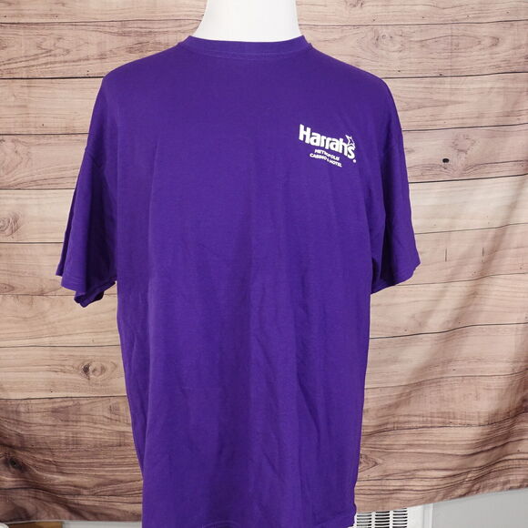HARRAH'S METROPOLIS ILLINOIS CASINO & HOTEL PURPLE T-SHIRT SIZE XL - Picture 3 of 6
